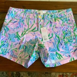 Lilly Pulitzer High Waist Floral Shorts - Pink, Blue, Green